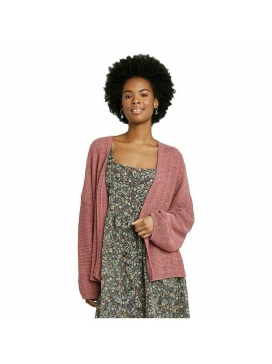 wild fable Sweaters - Long Sleeve Open Neck Lightweight Cardigan Sweater Dusty Rose